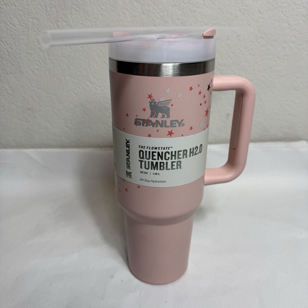 Stanley The Clean Slate Quencher H2.0 Flowstate Tumbler Bloom 40 OZ Pink Stars